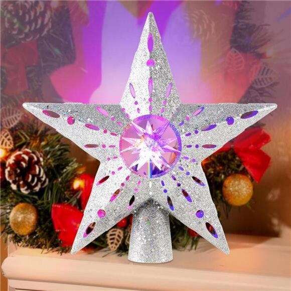 Christmas Tree Topper Star: Lighted with Automatic Rotating Multicolor - Picture 4 of 8